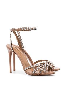 sexy Damen Sandalen Luxus Designer Kristall Strass quadratische Schnalle Damen Sandalen hochhackige Ledersohle Sandale Hochzeitsfeier