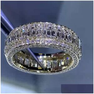 Wedding Rings Choucong Brand Luxury Jewelry 925 Sterling Sier Fill Fl T Princess Cut White Topaz Cz Diamond Gemstones Party Moissanite Dhefk