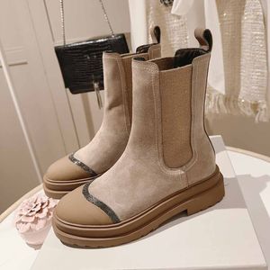 New luxury designer chunky platform mid-calf boots Chelsea boots leather shoes tire short boot low heel booties heavy duty luxury brands women shoes