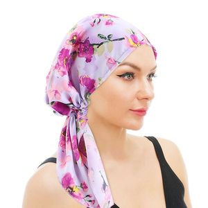 Neue muslimische Frauen gedruckt vorgebundene Hijabs Hüte Baumwolle Kopftuch Turban Krebs Chemo Cap Haarausfall Kopftuch Wrap Bandana