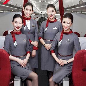 Coreia da turquia companhias aéreas uniforme de comissário de bordo manga completa 3/4 vestido de trabalho feminino aeromoça profissional esteticista wear