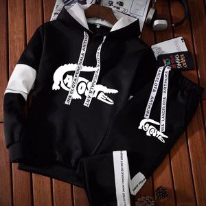 Tracksuits masculinos homens moda moletom conjunto hoodies conjuntos de treino 2 peça outfits jogger marca terno masculino pulôver inverno streetwear roupas 268