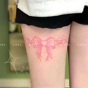 5 PC Temporary Tattoos Pink Lace Bowknot Tattoo Waterproof Lasting Fake Tattoo for Woman Sexy Bow Thigh Arm Tattoo Temporary Tattoo Art Tattoo Sticker Z0403