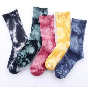 Meias esportivas de algodão de inverno meias para homens mulheres unissex novidade colorida tie-tingimento meias tie-dye skate harajuku hiphop sox étnico casal meias longas