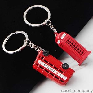 Commemorative Red Bus Phone Box Off-road fordonsnyckelkedja Travemorativ Små gåvor Keychain Charms