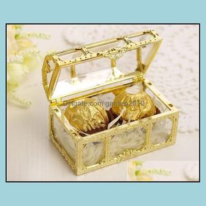 Favore di partito Scrigno del tesoro Scatola di caramelle Oro Sier Scatole di nozze di plastica trasparente Baby Shower Gift Sn132 Drop Delivery Hom Dhnpd