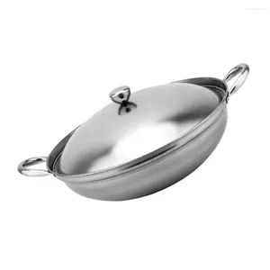 Dubbelpannor täcker spis hem matlagning potten handtag -pot rostfritt stål stekpanna lock kök stekpanna skaldjur