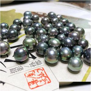 Pearl Wholesale 12-1M Aaa Round Akoya Tahiti Pearl Seawater Black Color For Diy Bracelet Necklace Ring Holiday Gift Only Send Finished Dhwgg