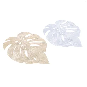 Decorative Flowers 2 Pcs Pad Silicone Coasters Pot Holder Drinks Gold Monstera Placemat Wedding Dining Table Mats Coffee