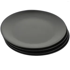 Наборы столовой посуды, 4 шт. Черная меламиновая тарелка, поднос для суши, обеденное блюдо, закуска, плоское дно, сервировочные круглые тарелки для салата