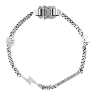 Ketten Mode Männer Frauen Hohe Qualität 1017 ALYX 9SM Gefahr Buchstaben Titan Stahl Edelstahl Schnalle Armband Halskette