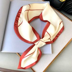 Sarongs 2021 Vintage Silk Scarf Women Double-Sided Tied Ribbon Narrow Scarves Hand Bag Narrow Straps Hair Female P230403