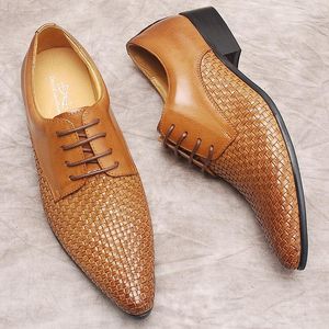 Dress Shoes Handmade Oxford Men's Casual Leather Business Formal Black Lace-up Wedding