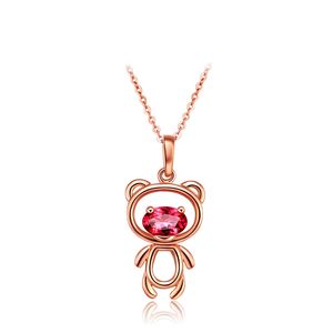 Colar menina estudante namorada cristal vermelho bonito pingente rosa ouro colar presente de aniversário