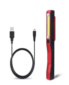 Ficklampor facklor USB -laddningsbar bärbar kolv LED magnetisk pennklipphandfacklampor Byggt batteri med magnet8470428