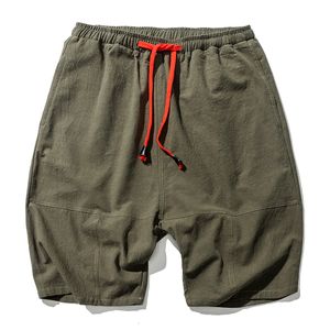 Shorts masculinos estilo de linho de algodão masculino bloomer shorts de linho soltos masculinos shorts de rua abz398 230404