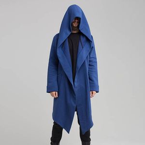 Trench da uomo 2023 Autunno inverni in Europa e cardigan lungo da uomo con cappuccio in misto cotone con cappuccio da uomo 230404