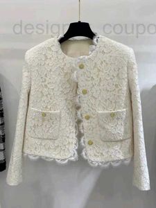 Giacche da donna firmate di lusso C White Dew Stesso stile Pizzo Piccolo cappotto profumato Temperamento precoce autunno Girocollo Alta edizione Top I3I2