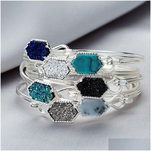 Brazalete Diseñador Druzy Brazalete Pulseras para mujeres Geométrica Piedra Natural Charm Cadena de alambre Joyería de lujo DIY en BK Drop Entrega Joya DHQSI