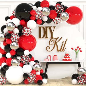 Outros suprimentos para festas de evento 1 Conjunto de balões pretos vermelhos Garland arco Kit Decorações de aniversário do chá de bebê White Silver Balloon Decor 230404