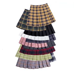 Skirts Plaid Skirt High Waist Women Pleated Skirts Korean Fashion Slim Waist Sweet Girls Dance Casual A-Line Women's Short Mini Skirts 230404