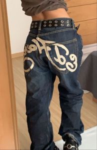 Kvinnor jeans hiphop streetwear y2k jogging byxor kvinna lös bred ben kvinnlig goth punk tryck tröja chic mode man 230404