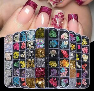 Dried Flowers Nail Art Kit Natural Real Floral 3D Decorations Sticker DIY Design Accessories Nails Tips Decals2070352