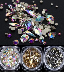 1 Box Shiny Diamond 3D Nail Art Rhinstones Mixed Round Rhombus Stones Flat Back Nail Gem Jewelry Set Glitter Decorations LY16073401211