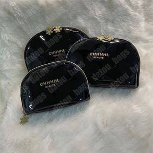 Patent Leather Women Makeup Bag Designer Wash Pouch Storage Carry Cosmetic Case Snowflake Zipper 3 Size Toiletry Purse Make Up Shell Bag