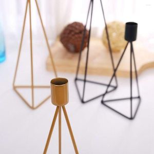 Candle Holders Black Desktop Decor Geometric Nordic Hollow Out Container Candlestick Holder