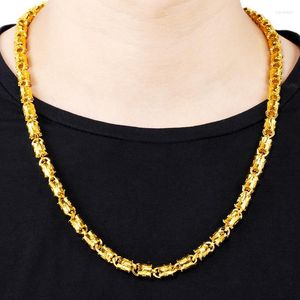 Kedjor lyx sex karaktär mantra fatpärlor kedja fina smycken 24k guld klavikelhalsband för män pojkvän bro födelsedagspresent