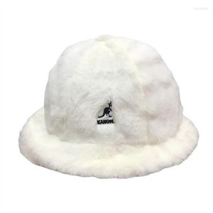 Berets Kangaroo Autumn Winter Tide Brand Cashmere Fisherman Hat Female Japanese Face Display Wild Fire Plush Bucket