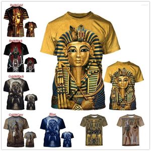 メンズTシャツ2023サマーファッションカジュアル3Dプリントレトロスタイルエジプトのファラオ短袖Tシャツメンズクルーネックトップクイックドライ