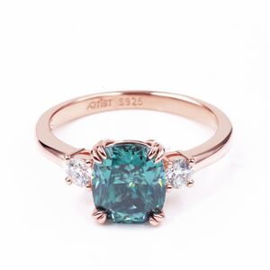 Solitaire Ring Tianyu Gems Cushion Learging 5x8mm 1.7ct stick Blue Green White Stone Rings Silver Jewelry for Women 230403