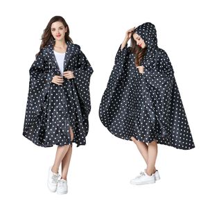 Raincoats Women's fashionable waterproof poncho color printing raincoat with hood and zipper 230404