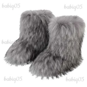 Botas femininas de neve de couro falso pele de raposa luxuosa moda inverno ao ar livre botas quentes e resistentes ao desgaste t231104