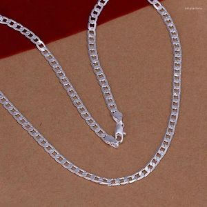 Ketten 16-30 Zoll Silber Farbe Halskette Exquisite Luxus Wunderschöne Charme Mode 4 MM Kette Frauen Männer Schmuck Gestempelt 925