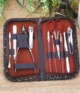 Hela stenmönster Case10 i 1 PCS Nail Clipper Kit Nail Care Set Pedicure Scissor Tweezer Knife Ear Pick Utility Manicure 1727790