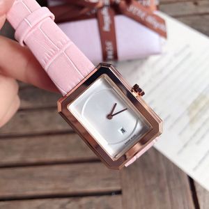 Luxury Womens Watch Fashion Lady Wristwatches Rectangle Top Brand Designer Leather Strap Auto Date Women Watches For Ladies Birthday Mother's Valentine's Day Gift