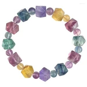Strand atacado doces colorido natural fluorite pedra pulseira facetada contas de cristal linha mão para mulheres homens moda jóias