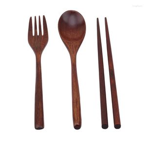 Dinnerware Sets 3pcs Wooden Cutlery Set Kitchen Dinning Wood