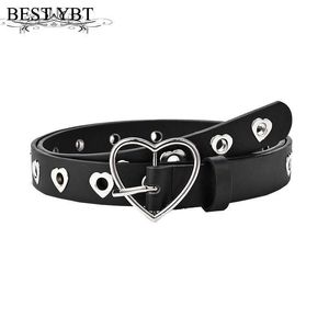 Belts Best YBT Imitation Leather Women's Belt Alloy Pin Heart Buckle Belt Creative Decorative Fashion Women's Belts For Jeans Z0404