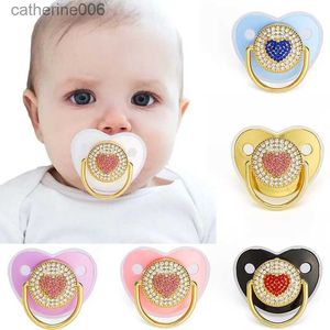 Pacifiers# Luxury Baby Pacifier Shiny Zircon Heart حديثي الولادة مع الغطاء السيليكون الرضيع Teeth