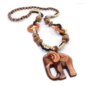 Anhänger Halsketten 2023 Boho Ethnische Schmuck Lange Handgemachte Perle Holz Elefant Für Frauen Mode Party