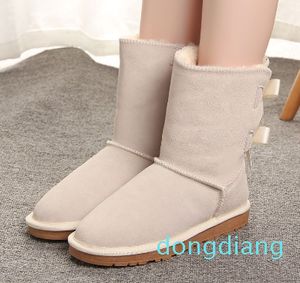 Designer boots with box slippers platform winter booties classic snow boot ankle short bow mini fur black Bowtie shoes