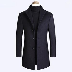 Jackets masculinos Men Wool Blend Coat Winter Men's Casual sobretudo selvagem qualidade Masculino de cor sólida