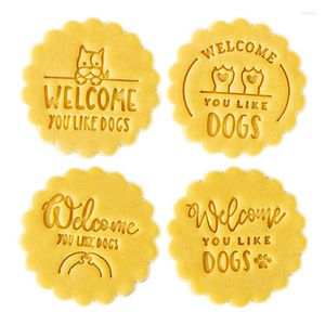 Baking Moulds Cartoon Cute Dogs Welcome You Like Pets Dog Birthday Party Decoration Supplies Dessert Cookie Cutter Stamp DIY Tools