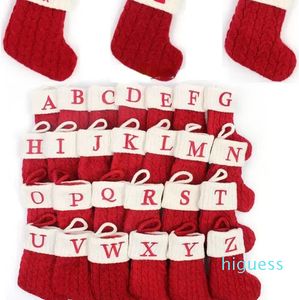 Рождественские вязаные чулки, красные снежинки, буквы алфавита, рождественская елка, подвеска, рождественские украшения, украшения для семьи, праздник, вечеринка, подарок