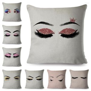 Pillow Sexy Women Eyelashes Pillowcase For Sofa Home Car Decor Cartoon Eyes Print Cover Polyester Case 45x45cm