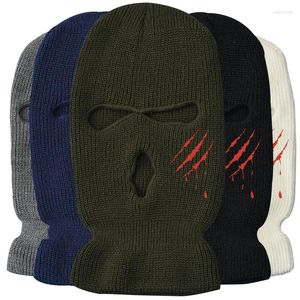 Beralar Açık Kadın Spor Bisiklet Örgü Şapka Erkekler Katı 3 Delikler CS Taktik Kafataları Kayak Beanie Gorros Maske Kapak Balaclava